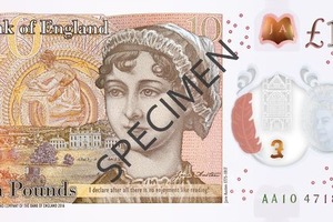 Банк Англии презентовал новую полимерную 10-фунтовую банкноту с портретом Джен Остин