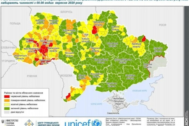 Как уровень заражения перекроил карту цветных зон карантина Украины