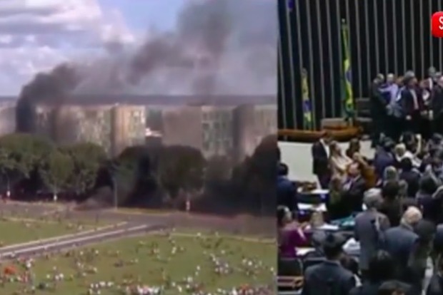 В Бразилии протестующие подожгли здание министерства