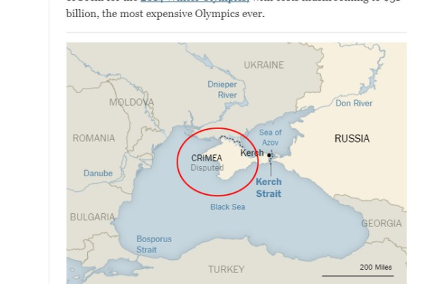 NYT пометил Крым спорной территорией, в РФ заявили, что полуостров украинский