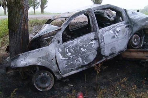 ﻿У Вінницькій області авто врізалося в дерево і загорілося: загинули чотири людини