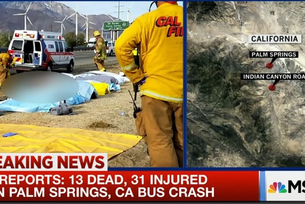 В Калифорнии 13 человек погибли в аварии туристического автобуса