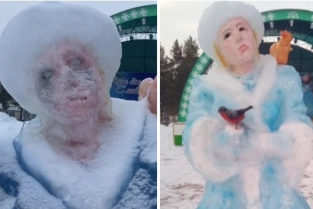 На Росії активно обговорюють у соцмережах жахливу снігурочку-зомбі