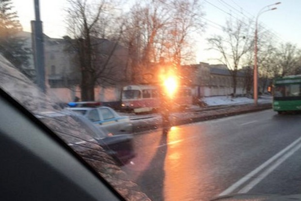 В Харькове на ходу загорелся трамвай