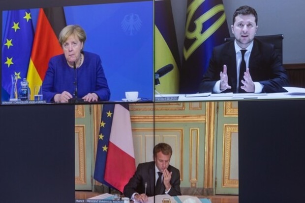 Вчора відбулася відеоконференція Президента України Володимира Зеленського з Меркель і Макрона досягнення миру на Донбасі