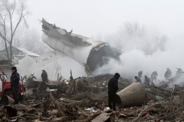Беспилотник заснял место крушения Boeing-747 под Бишкеком