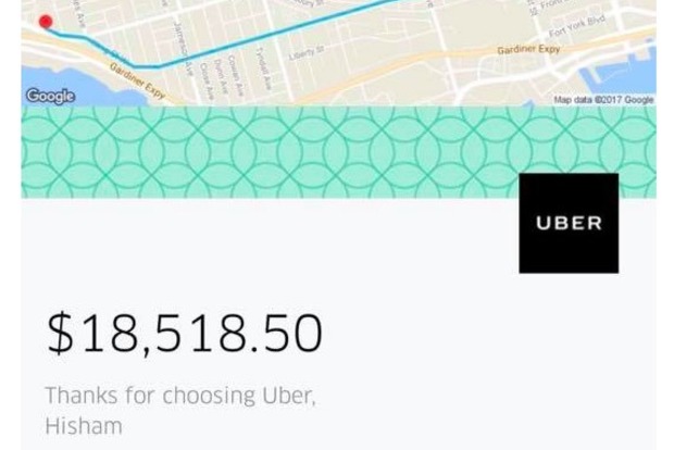 Сервіс таксі Uber списав $18 тис. з клієнта за 20-хвилинну поїздку