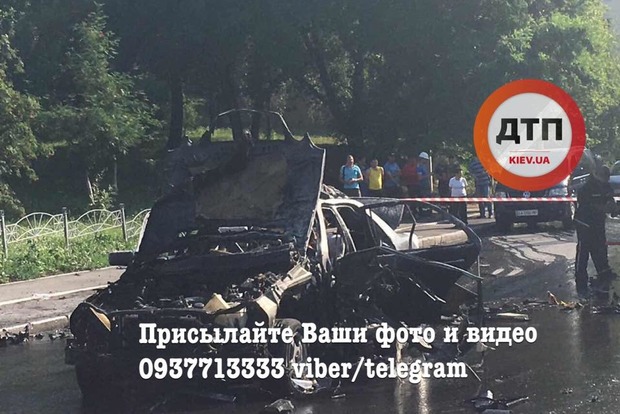 Момент взрыва авто в Киеве попал на видео: обломки разлетались на сотню метров
