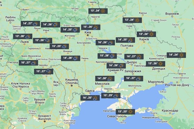Перед вихідними частина України охоплять зливи з грозами