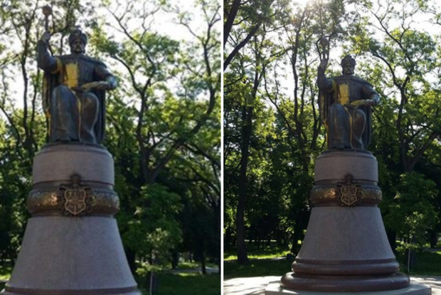 ﻿У Полтаві новий пам'ятник Мазепі облили фарбою