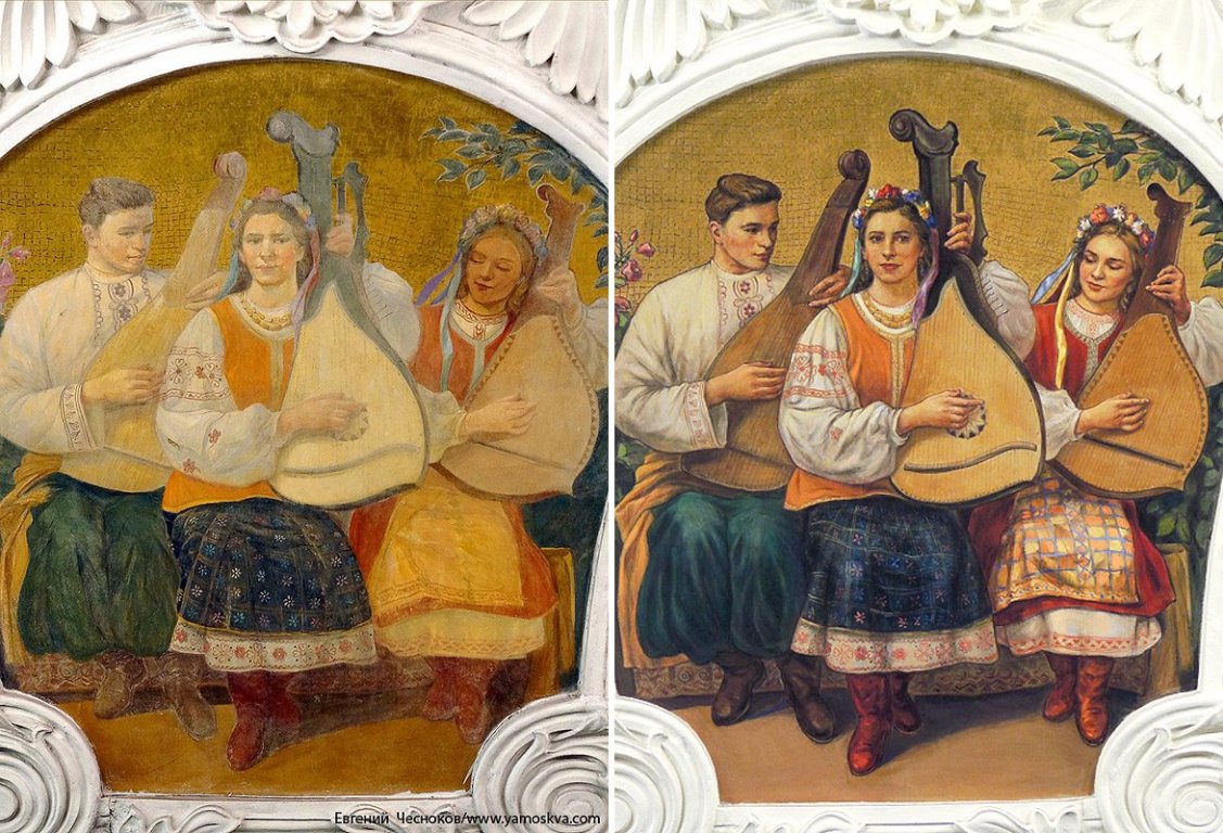 українці, фрески, москва, метро, реставрація, картинки, ремонт