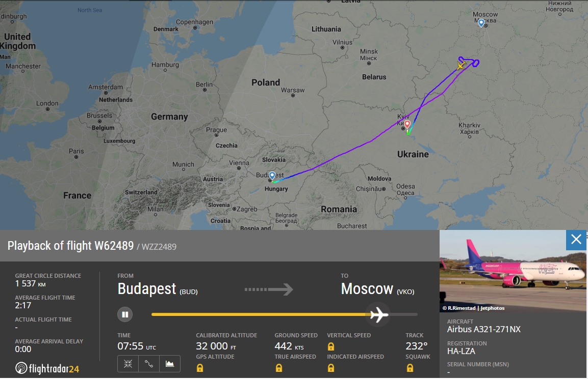 Стала известна причина посадки самолета Будапешт-Москва в Киеве