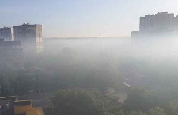 Пожар в Киеве, смог, сады агрокомбината