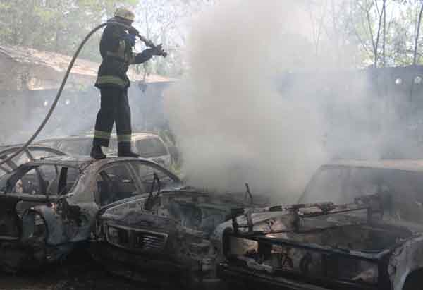 Штрафплощадка, пожар в Киеве