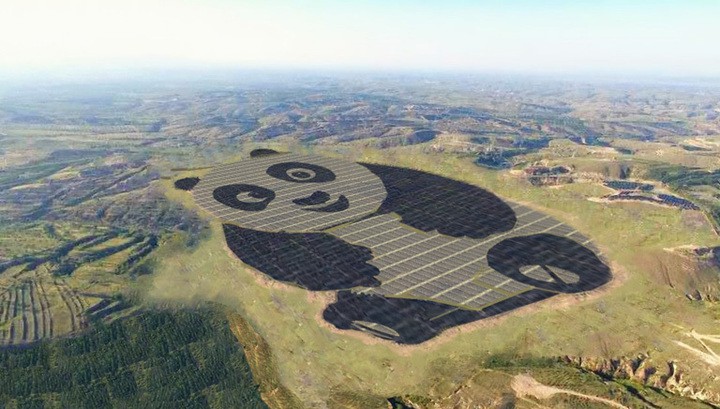 солнечная батарея, энергия, панда, Китай
