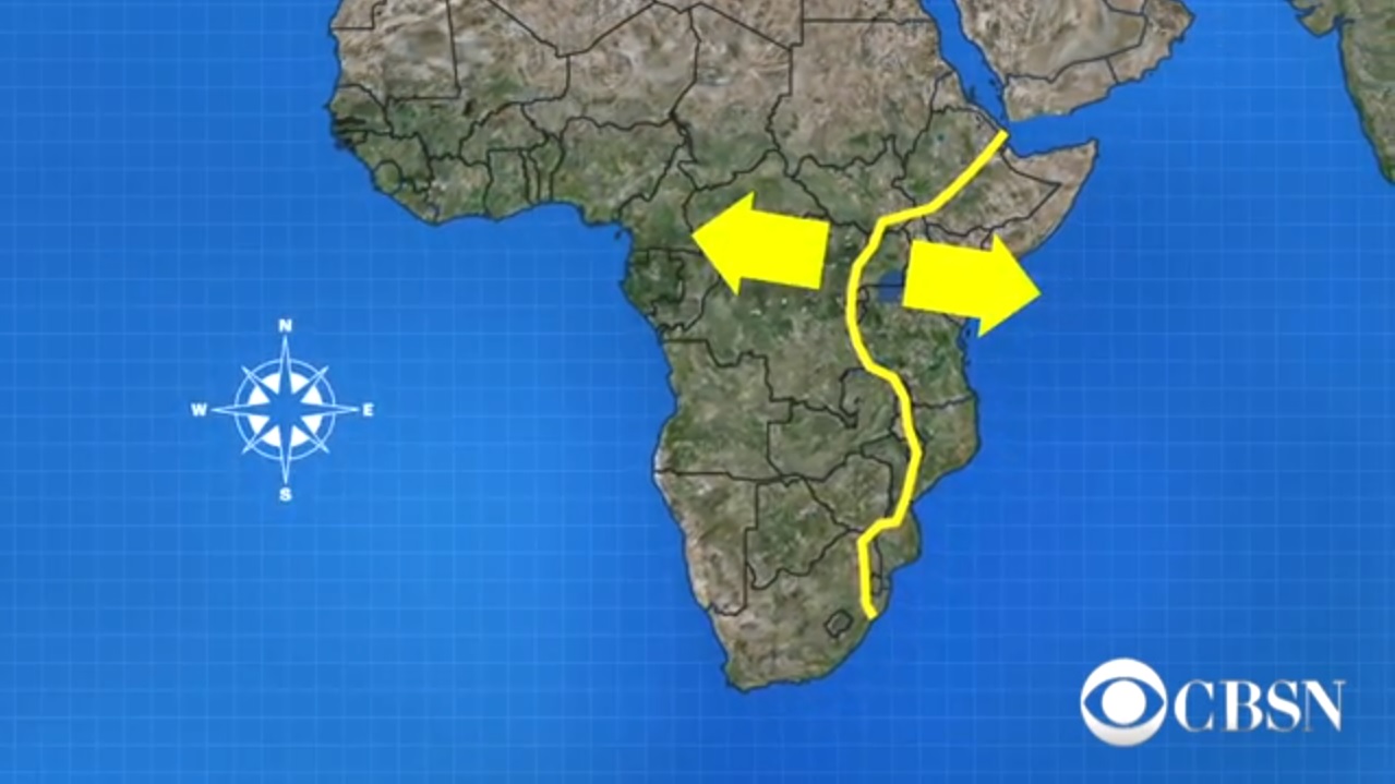 Африка, трещина, два континента, видео