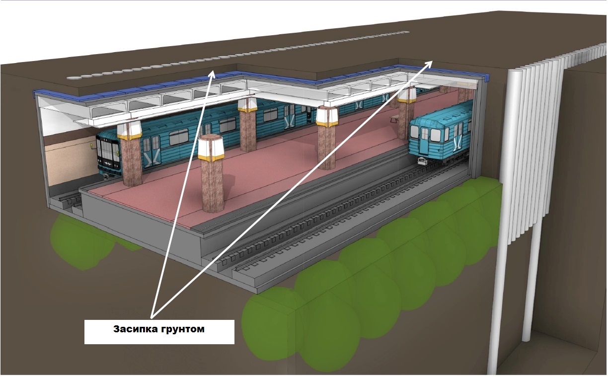 Поэтапный процесс укрепления станции «Героев Днепра»