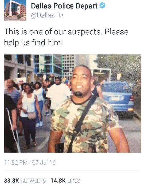 Даллаский снайпер. Полиция Далласа опубликовала фото одного из подозреваемых
