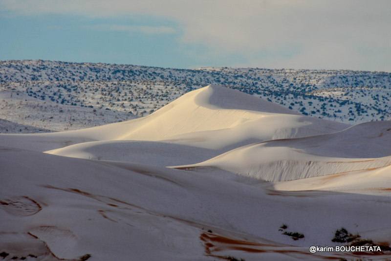 снегопад, снег, снег в пустыне, Сахара