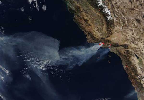 Калифорния, лесной пожар, NASA