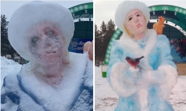 На Росії активно обговорюють у соцмережах жахливу снігурочку-зомбі