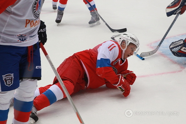 Путін, падіння, хокей