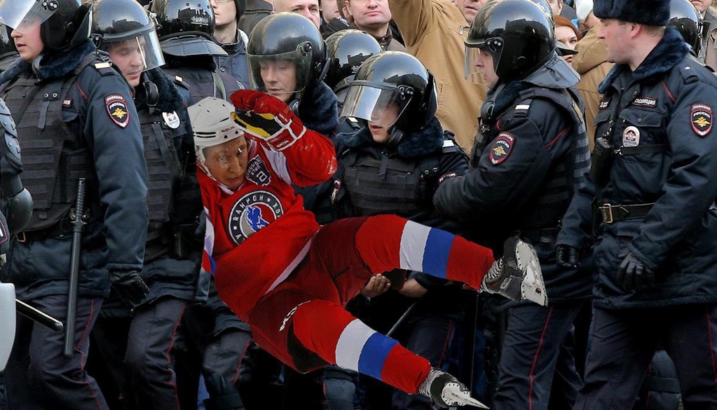 Путін, падіння, хокей