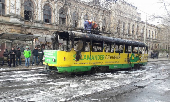 пожар, трамвай, новости Одессы