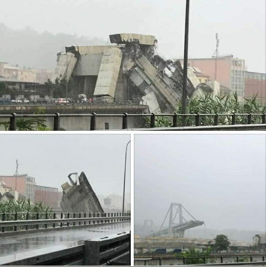 Три года назад на севере Италии обрушился гигантский мост с автомобилями на нем. Жуткое видео