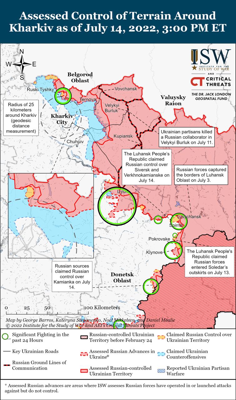 россия скоро начнет более масштабное и решительное наступление вдоль линии Славянск-Северск-Бахмут - ISW