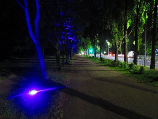 Киев, Русановка, фонари, деревья, подсветка