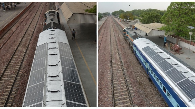 Индия, поезд, солнечные батареи, дизель
