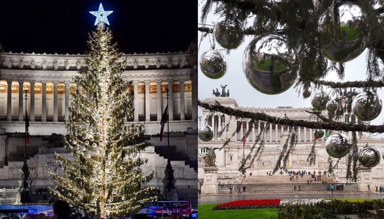 италия, рим, город, елка, новый год, праздник, итальянцы, дерево, транспортировка, рождество