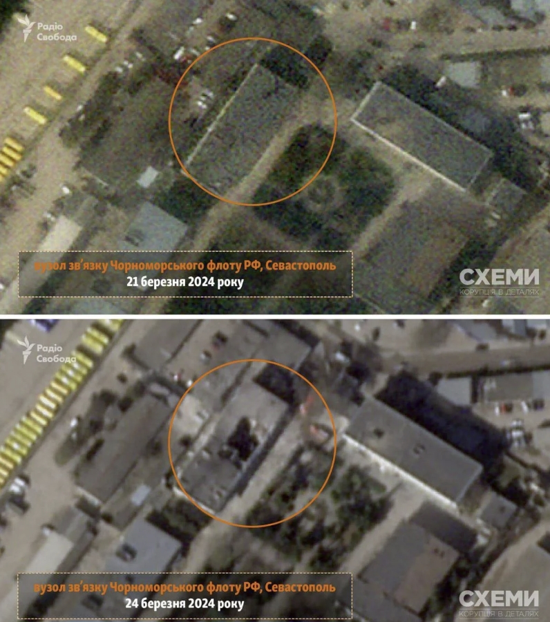 Опубліковано фото атакованого центру зв'язку в Севастополі. Обвалився дах