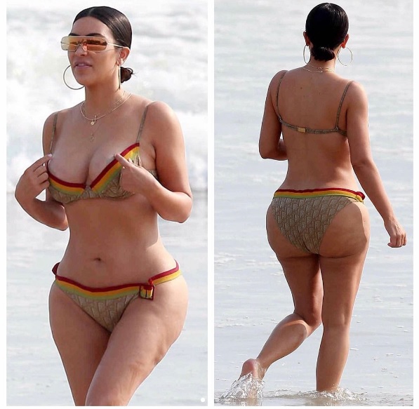 Ким Кардашьян, Мексика, пляж, целлюлит