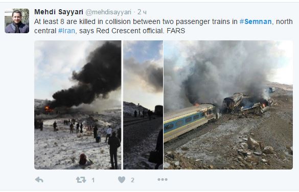 В Иране столкнулись пассажирские поезда: есть жертвы