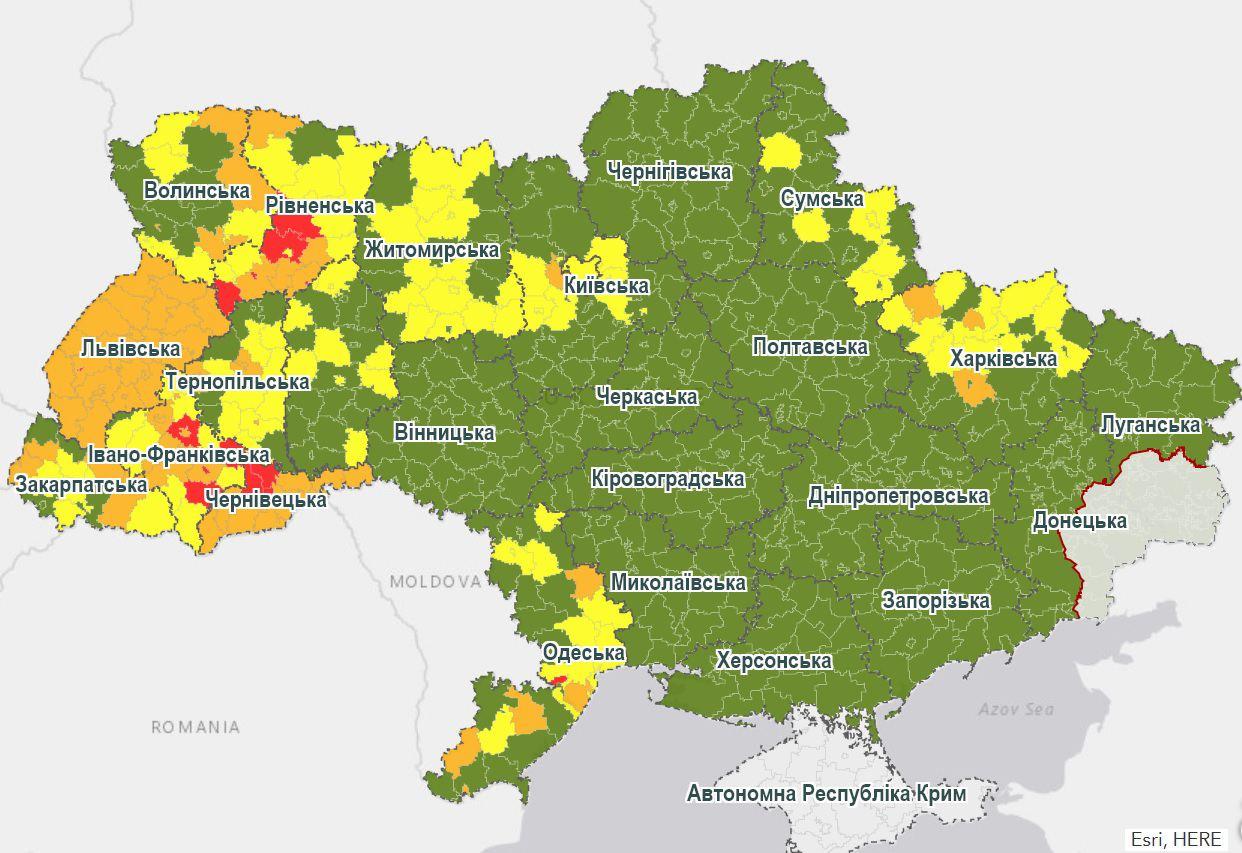 Україна з 31 серпня змінює карантинні зони на два тижні