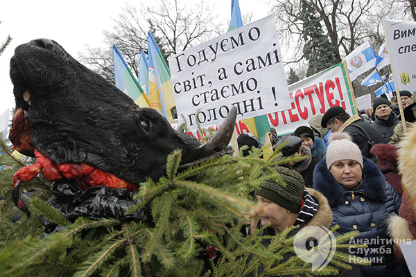 Акция аграриев возле здания парламента Украины в декабре